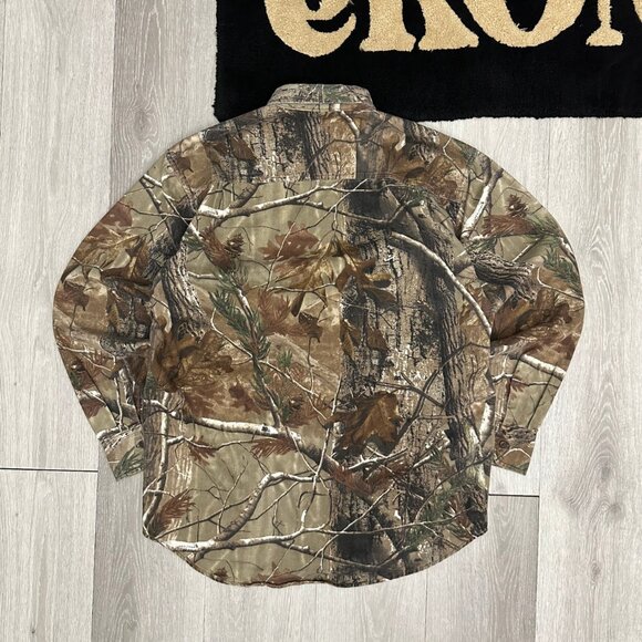 Vintage Cabelas RealTree Outdoor AP Camo Men's Button-Up Shirt Size Medium Tall - Picture 2 of 7
